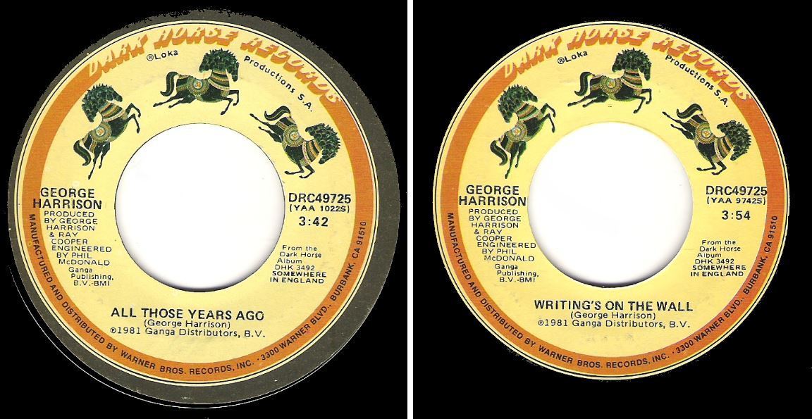 Harrison, George / All Those Years Ago (1981) / Dark Horse DRC-49725 (Single, 7&quot; Vinyl)