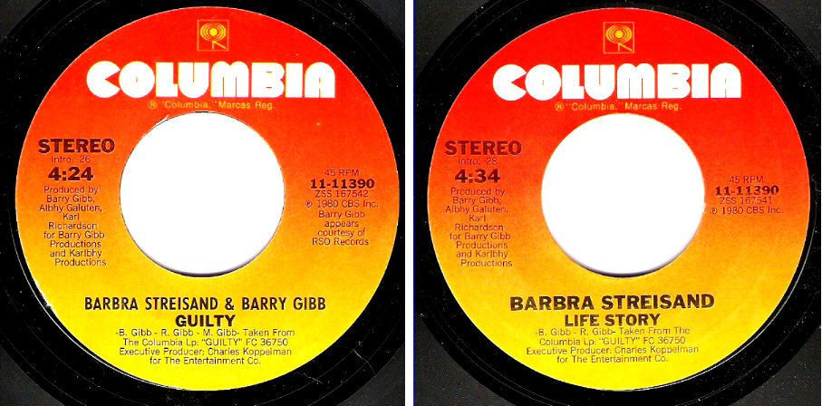 Streisand, Barbra (+ Barry Gibb) / Guilty (1980) / Columbia 11-11390 (Single, 7&quot; Vinyl)