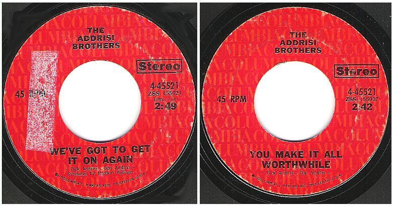 Addrisi Brothers, The / We've Got to Get It On Again (1972) / Columbia 4-45521 (Single, 7" Vinyl)