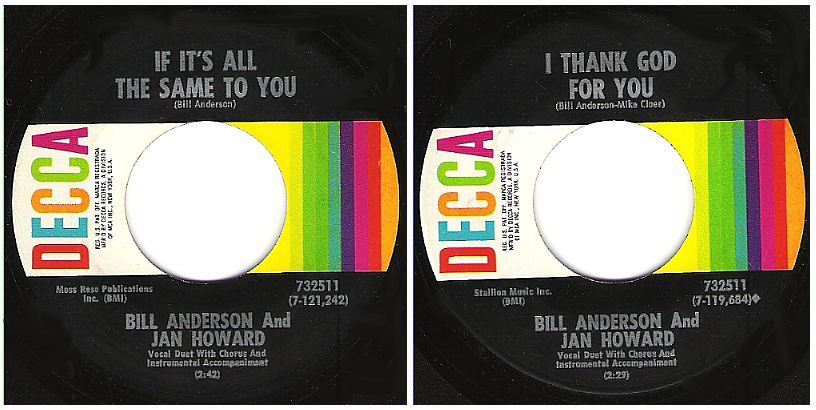 Anderson, Bill (+ Jan Howard) / If It's All the Same to You (1970) / Decca 732511 (Single, 7" Vinyl)