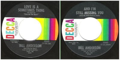 Anderson, Bill / Love is a Sometimes Thing (1970) / Decca 32643 (Single, 7&quot; Vinyl)