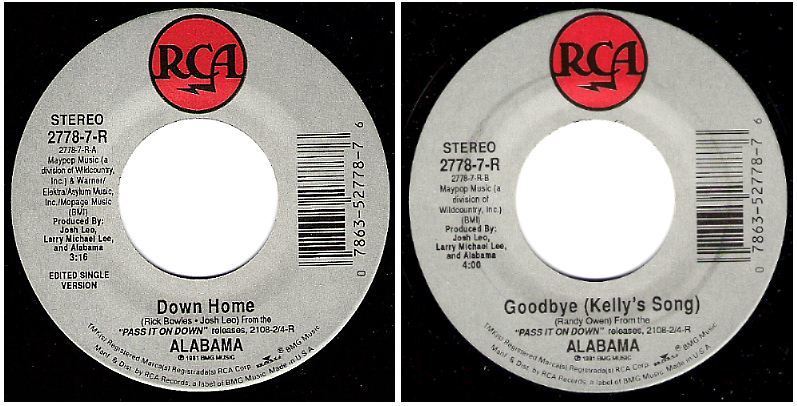Alabama / Down Home (1991) / RCA 2778-7-R (Single, 7" Vinyl)