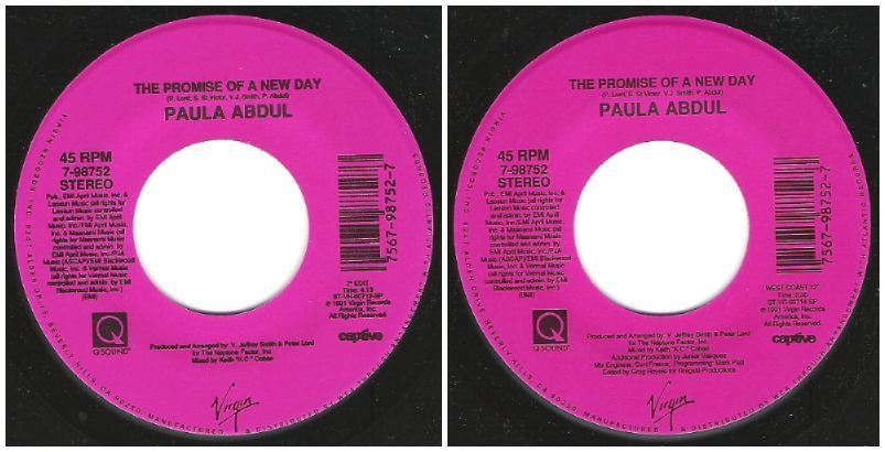 Abdul, Paula / The Promise of a New Day (1991) / Virgin 7-98752 (Single, 7" Vinyl)