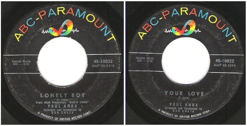 Anka, Paul / Lonely Boy (1959) / ABC-Paramount 45-10022 (Single, 7" Vinyl)