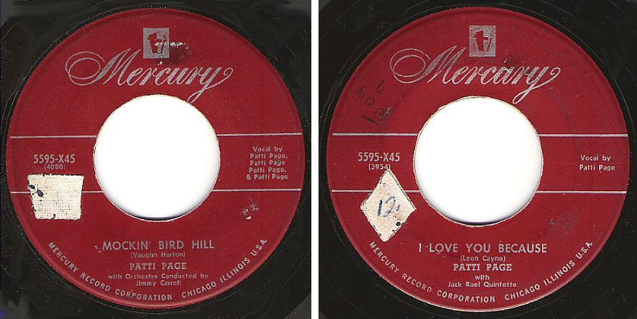 Page, Patti / Mockin&#39; Bird Hill (1951) / Mercury 5595-X45 (Single, 7&quot; Vinyl)