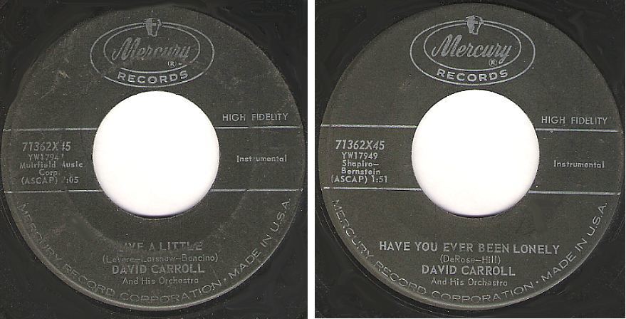 Carroll, David / Live a Little (1958) / Mercury 71362 (Single, 7&quot; Vinyl)