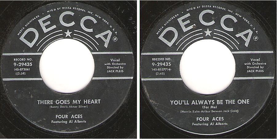 Four Aces, The / There Goes My Heart (1955) / Decca 9-29435 (Single, 7" Vinyl)