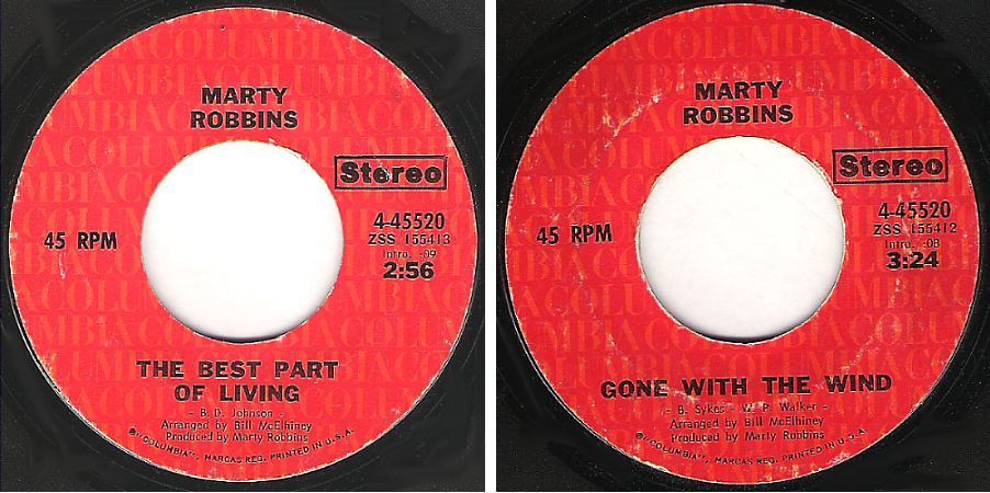 Robbins, Marty / The Best Part of Living (1971) / Columbia 4-45520 (Single, 7&quot; Vinyl)