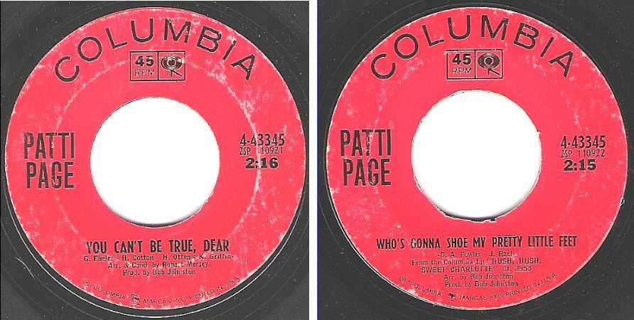 Page, Patti / You Can&#39;t Be True, Dear (1965) / Columbia 4-43345 (Single, 7&quot; Vinyl)