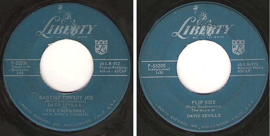 Chipmunks, The / Ragtime Cowboy Joe (1959) / Liberty F-55200 (Single, 7" Vinyl)