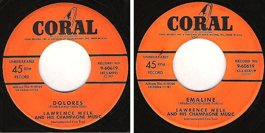 Welk, Lawrence / Dolores (1952) / Coral 9-60619 (Single, 7&quot; Vinyl)