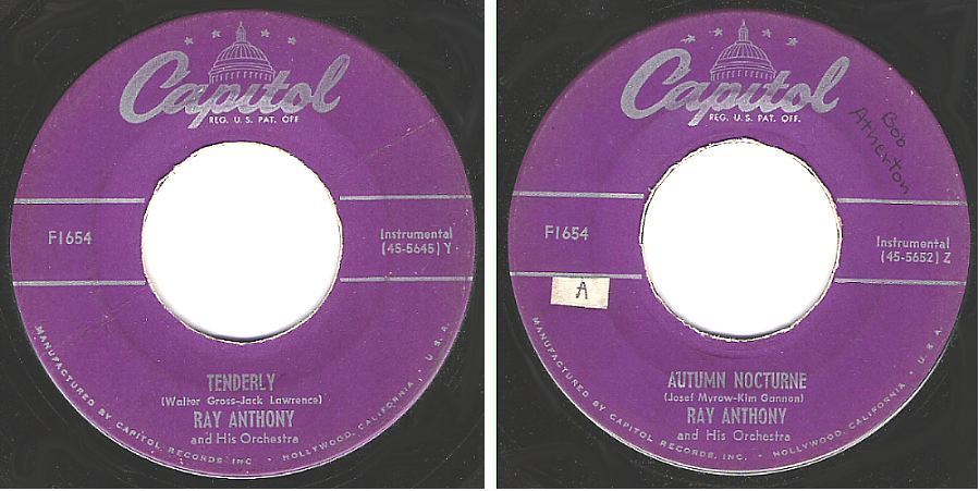 Anthony, Ray / Tenderly (1951) / Capitol F-1654 (Single, 7" Vinyl)