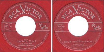 First Piano Quartet / Etude in E, Op. 10, No. 3 / RCA Victor (Red Seal) 49-0558 (Single, 7&quot; Red Vinyl)