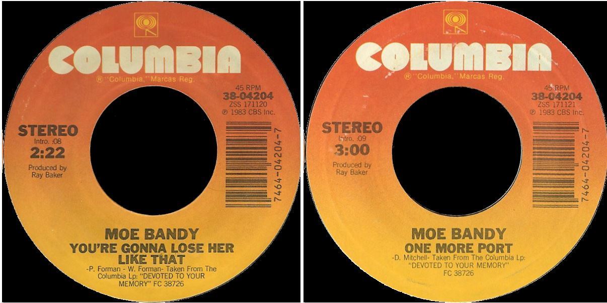 Bandy, Moe / You're Gonna Lose Her Like That (1983) / Columbia 38-04204 (Single, 7" Vinyl)