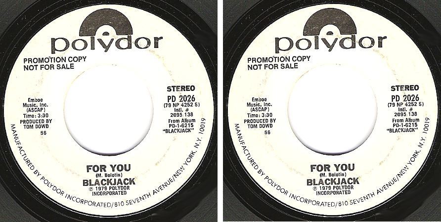 Blackjack / For You (1979) / Polydor PD-2026 (Single, 7" Vinyl) / Promo