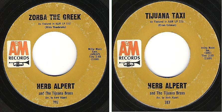 Alpert, Herb (+ The Tijuana Brass) / Zorba the Greek (1965) / A+M 787 (Single, 7" Vinyl)