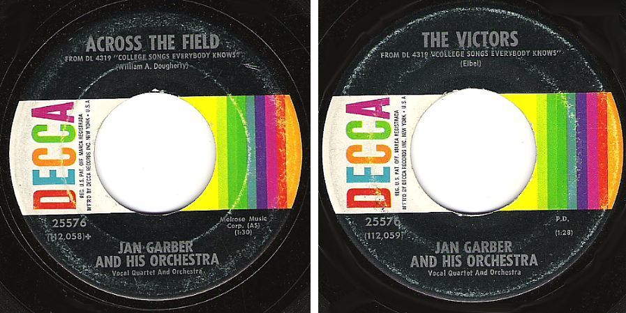 Garber, Jan / Across the Field (1962) / Decca 25576 (Single, 7" Vinyl)