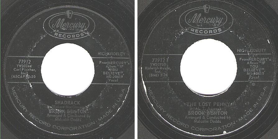 Benton, Brook / Shadrack (1961) / Mercury 71912 (Single, 7" Vinyl)