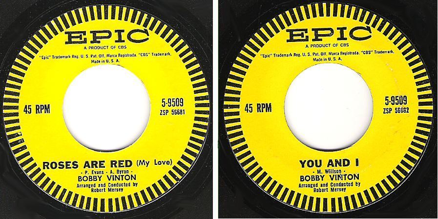 Vinton, Bobby / Roses Are Red (My Love) (1962) / Epic 5-9509 (Single, 7&quot; Vinyl)