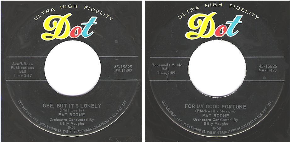 Boone, Pat / Gee, But It's Lonely (1958) / Dot 45-15825 (Single, 7" Vinyl)