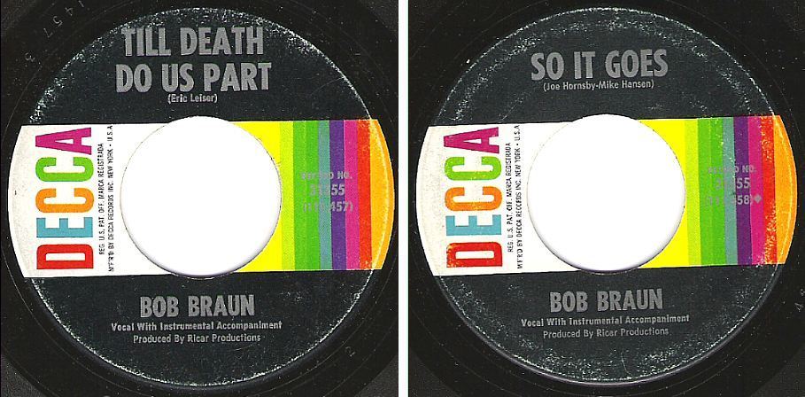 Braun, Bob / Till Death Do Us Part (1962) / Decca 31355 (Single, 7" Vinyl)