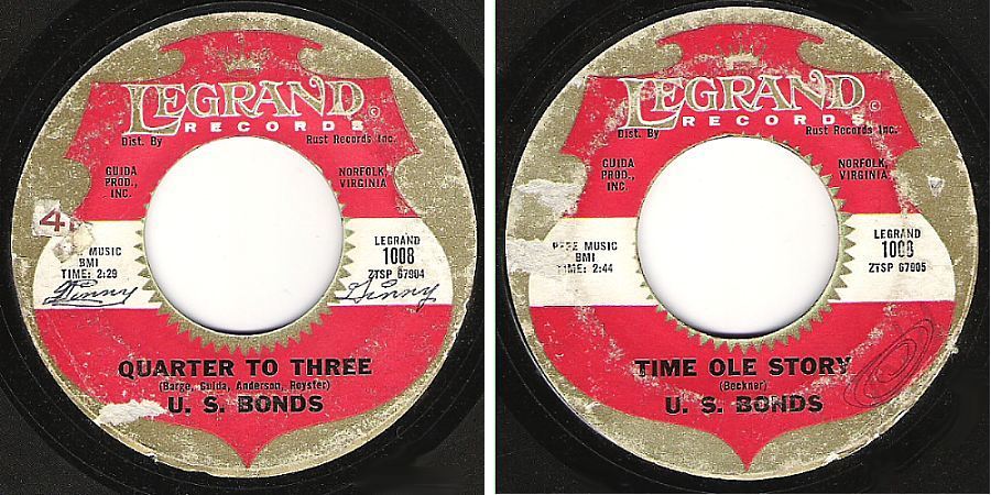 Bonds, Gary (U.S.) / Quarter To Three (1961) / Legrand 1008 (Single, 7" Vinyl)
