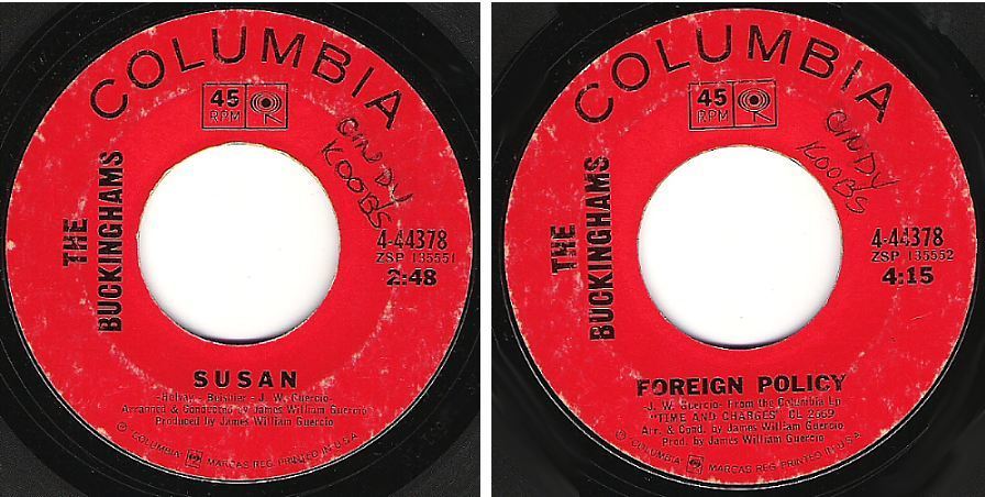 Buckinghams, The / Susan (1967) / Columbia 4-44378 (Single, 7" Vinyl)