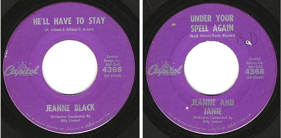 Black, Jeanne / He'll Have to Stay (1960) / Capitol 4368 (Single, 7" Vinyl)