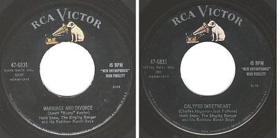 Snow, Hank / Marriage and Divorce (1957) / RCA Victor 47-6831 (Single, 7&quot; Vinyl)