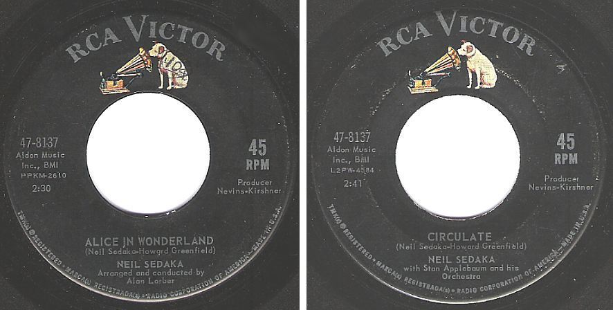 Sedaka, Neil / Alice In Wonderland (1963) / RCA Victor 47-8137 (Single, 7&quot; Vinyl)