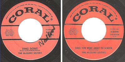 McGuire Sisters, The / Ding Dong (1958) / Coral 9-61991 (Single, 7&quot; Vinyl)