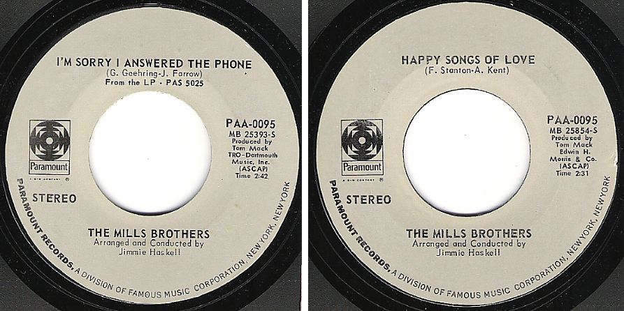 Mills Brothers, The / I&#39;m Sorry I Answered the Phone (1970) / Paramount PAA-0095 (Single, 7&quot; Vinyl)