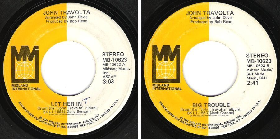 Travolta, John / Let Her In (1976) / Midland International MB-10623 (Single, 7" Vinyl)