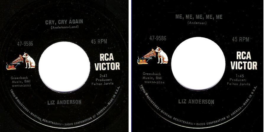 Anderson, Liz / Cry, Cry Again (1968) / RCA Victor 47-9586 (Single, 7" Vinyl)