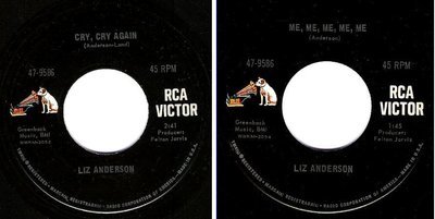 Anderson, Liz / Cry, Cry Again (1968) / RCA Victor 47-9586 (Single, 7" Vinyl)