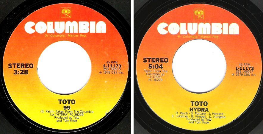 Toto / 99 (1979) / Columbia 1-11173 (Single, 7" Vinyl)
