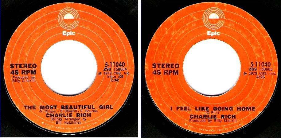 Rich, Charlie / The Most Beautiful Girl (1973) / Epic 5-11040 (Single, 7&quot; Vinyl)