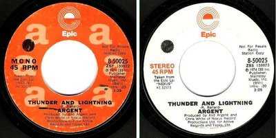 Argent / Thunder and Lightning (1974) / Epic 8-50025 (Single, 7&quot; Vinyl) / Promo