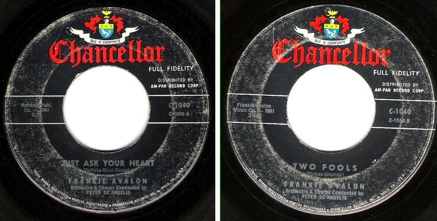Avalon, Frankie / Just Ask Your Heart (1959) / Chancellor C-1040 (Single, 7" Vinyl)