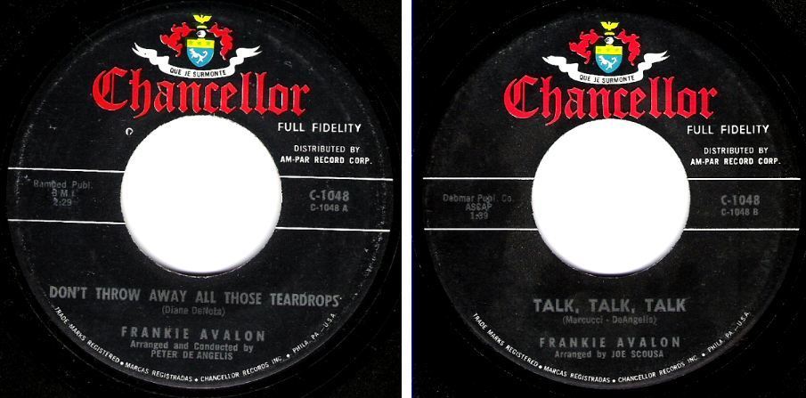 Avalon, Frankie / Don&#39;t Throw Away All Those Teardrops (1960) / Chancellor C-1048 (Single, 7&quot; Vinyl)