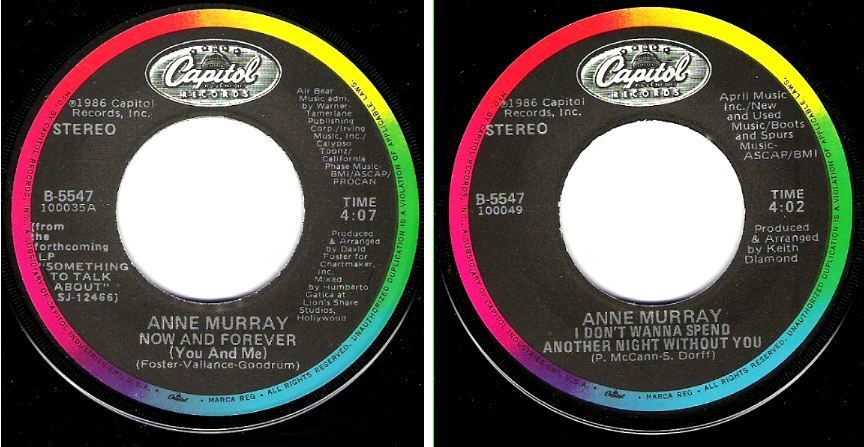 Murray, Anne / Now and Forever (You and Me) (1986) / Capitol B-5547 (Single, 7&quot; Vinyl)