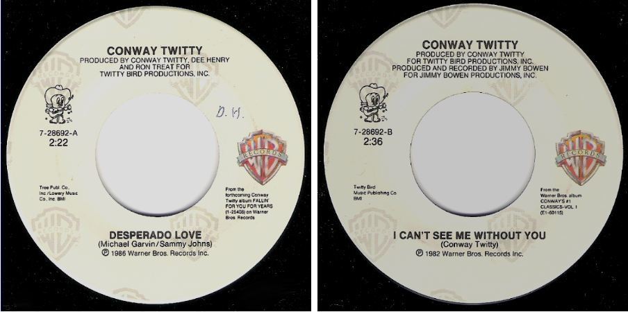 Twitty, Conway / Desperado Love (1986) / Warner Bros. 7-28692 (Single, 7" Vinyl)
