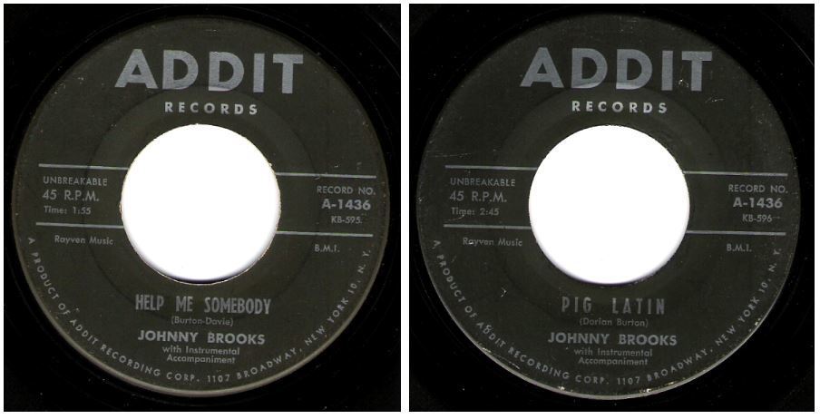 Brooks, Johnny / Help Me Somebody (1960) / Addit A-1436 (Single, 7" Vinyl)