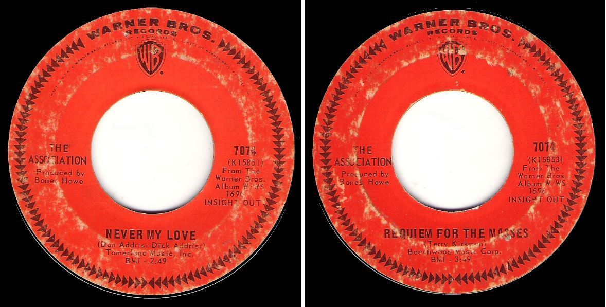 Association, The / Never My Love (1967) / Warner Bros. 7074 (Single, 7" Vinyl)