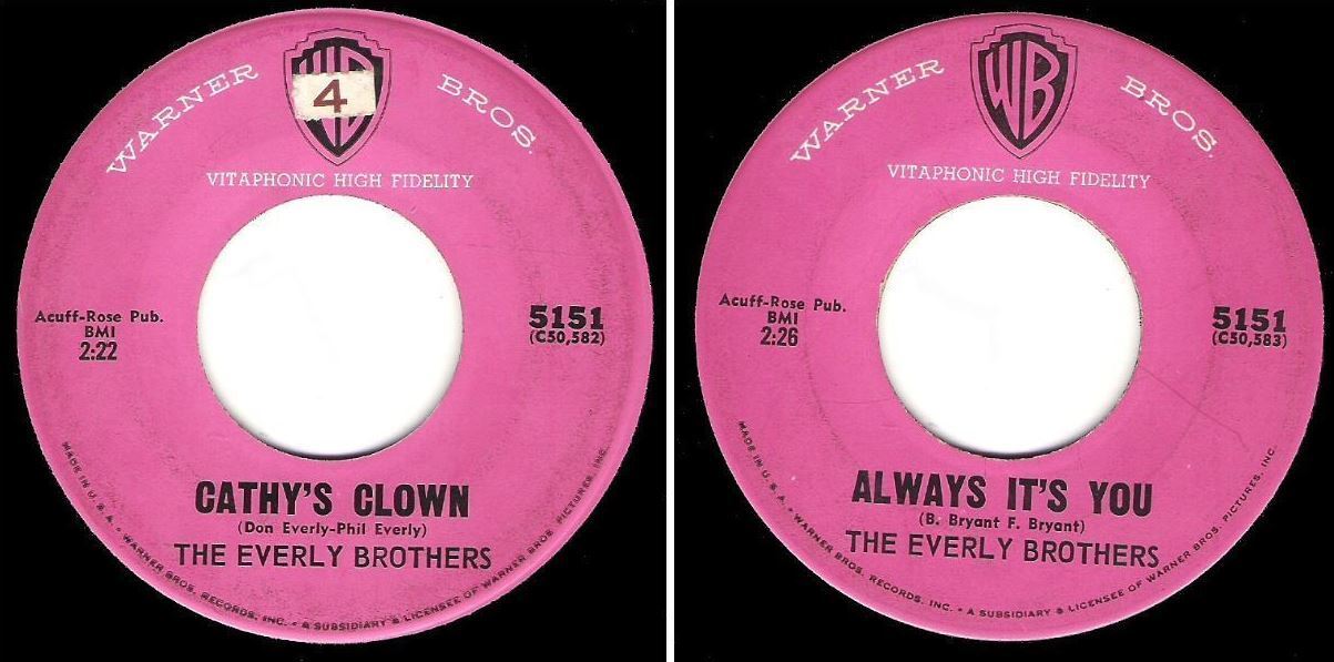 Everly Brothers, The / Cathy's Clown (1960) / Warner Bros. 5151 (Single, 7" Vinyl)