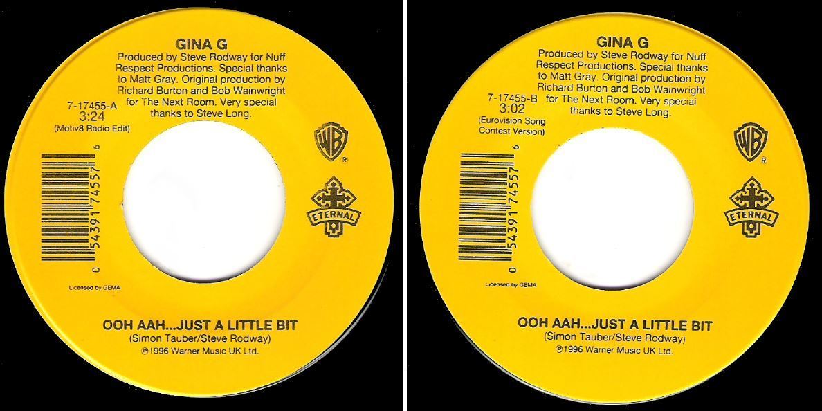 Gina G / Ooh Aah...Just a Little Bit (1996) / Eternal (Warner Bros.) 7-17455 (Single, 7" Vinyl)