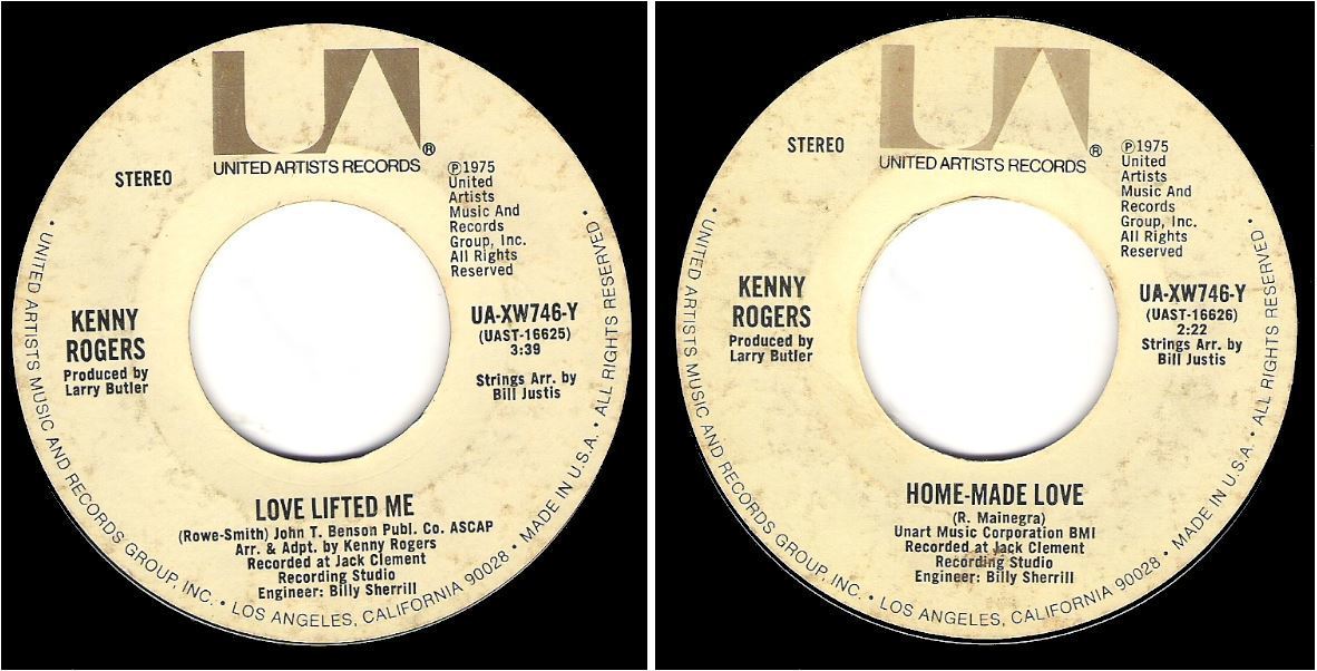 Rogers, Kenny / Love Lifted Me (1975) / United Artists UA-XW746-Y (Single, 7&quot; Vinyl)