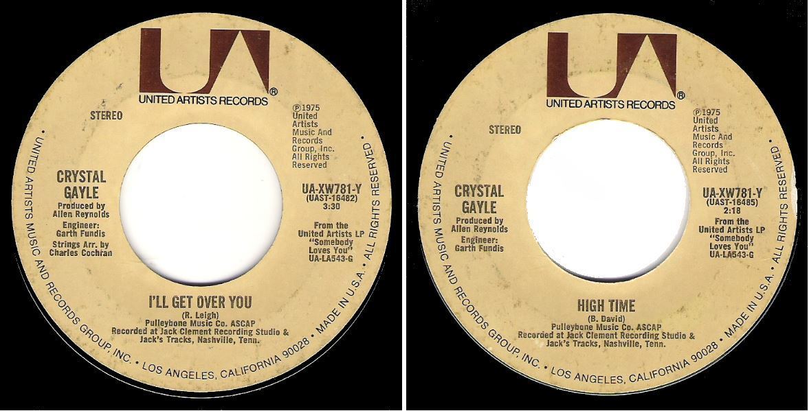 Gayle, Crystal / I'll Get Over You (1976) / United Artists UA-XW781-Y (Single, 7" Vinyl)