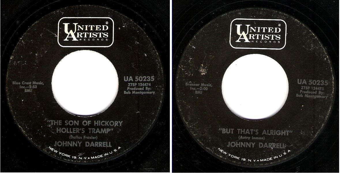 Darrell, Johnny / The Son of Hickory Holler's Tramp (1967) / United Artists UA-50235 (Single, 7" Vinyl)
