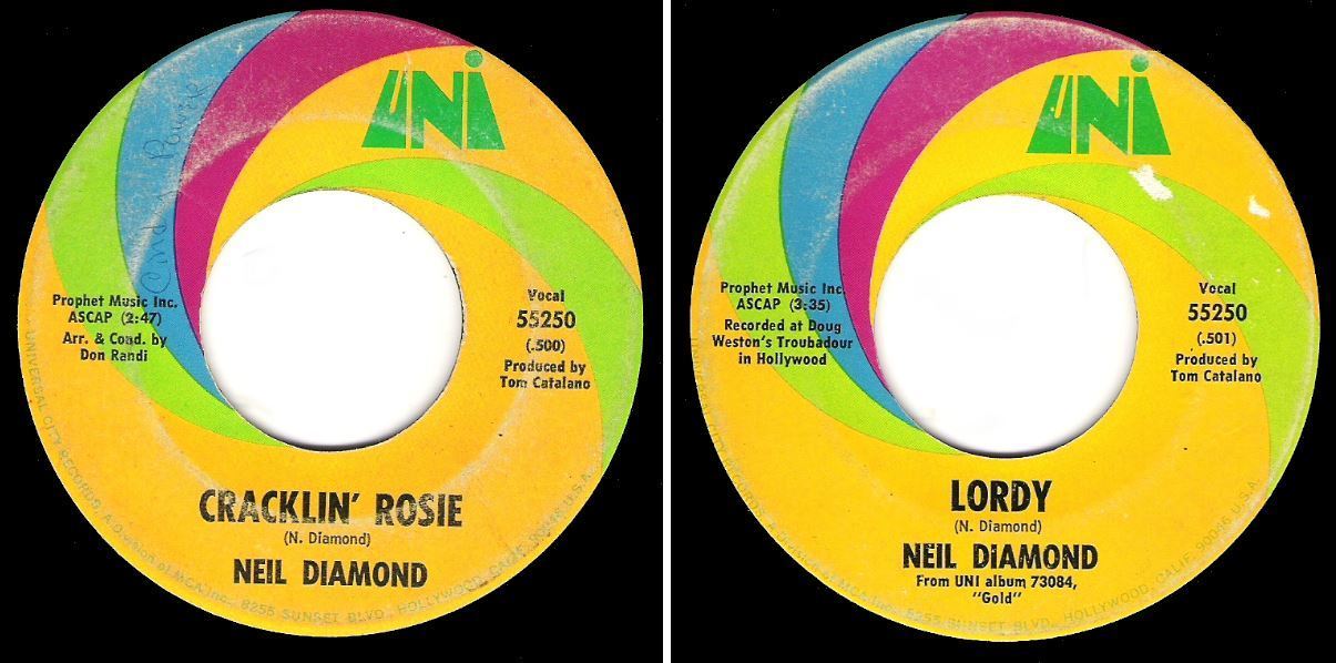 Diamond, Neil / Cracklin' Rosie (1970) / Uni 55250 (Single, 7" Vinyl)